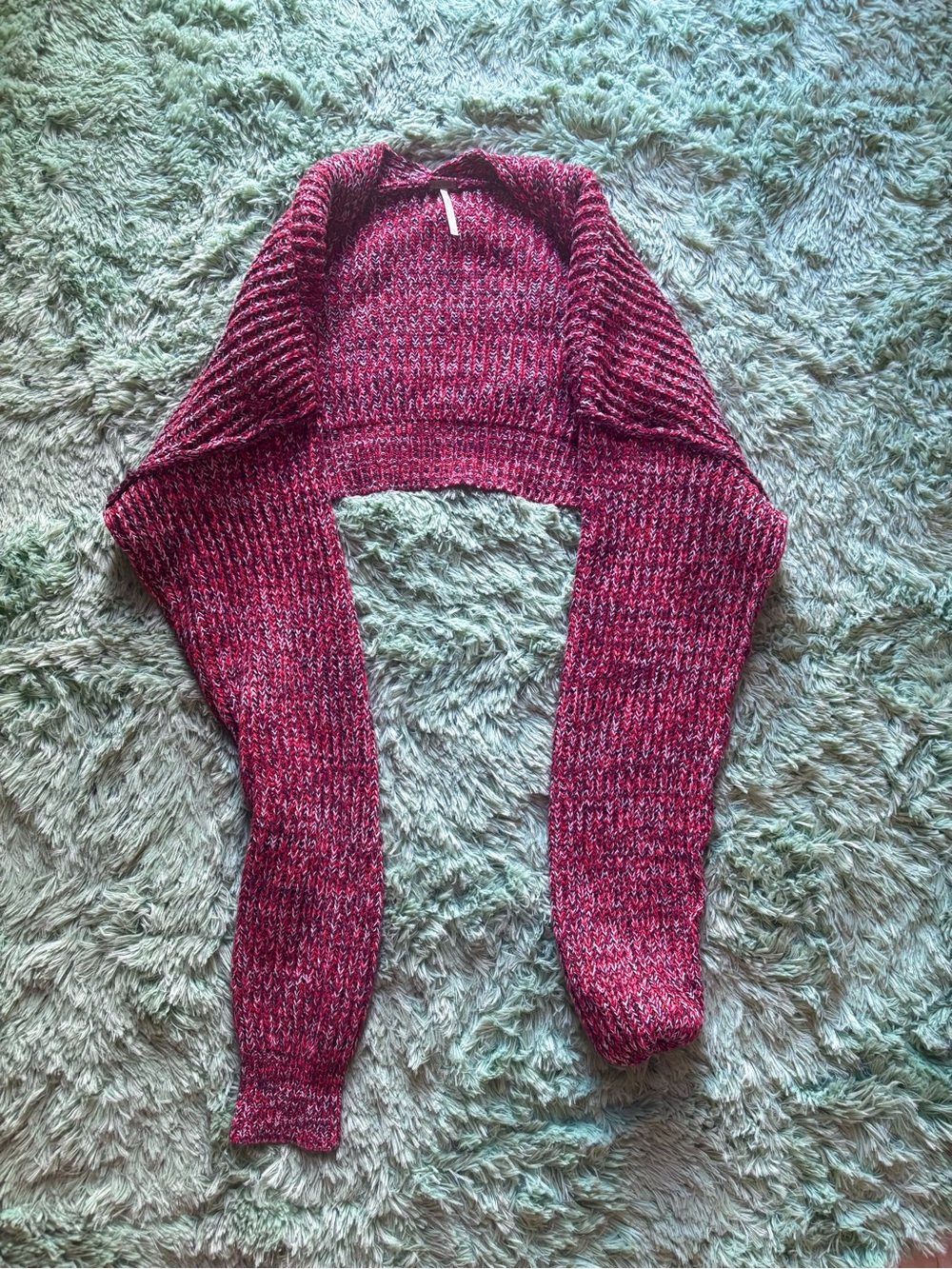 Free People Marled Raspberry Knit Cropped Shrug